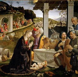 Paimenten kumarrus, 1483-1485, 167 x 167 cm, Cappella Sassetti, Santa Trinita, Firenze