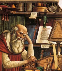 Pyhä Hieronymus tutkimuksen yksityiskohdassa, 1480
