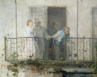 Uutiset Villafrancan rauhasta, kirjoittanut Domenico Induno, yksityiskohta