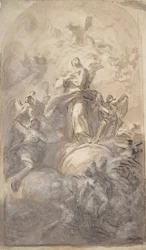 Neitsyt Immaculate in Glory recto, Luonnos osasta jalkaa ja kättä verso, 1723-1806.