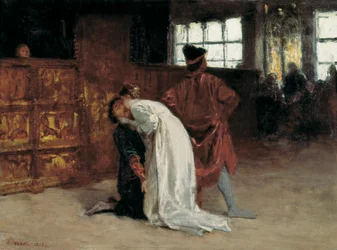 Domenico Morellin (1826-1901) maalaus ""Suudelma" 1868 Napoli, Capodimonten kansallismuseo