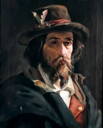 Risorgimento: "" Muotokuva Francesco Nullosta (1825-1863), italialainen patriootti ja Giuseppe Garibaldin armeijan luutnantti "" Domenico Morellin (1826-1901) maalaus Yksityinen kokoelma