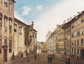 Residenzstraße Max-Joseph-Platzin suuntaan vuonna 1826.