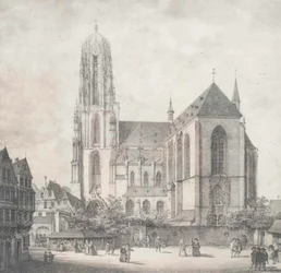 Litografia - Frankfurt - Keisarillinen katedraali - Quaglio - 1819