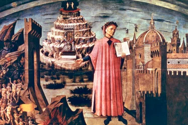 Dante ja hänen runoelmansa Jumalainen näytelmä, 1465.