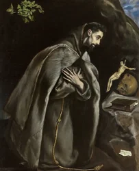Pyhä Franciscus rukoilee, noin 1585.