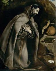 Pyhä Franciscus rukoilee, noin 1596-1600.