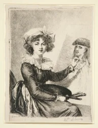 Louise-Elisabeth Vig?e-Lebrun, (Mlle Lebrun) Uffizzissa vuonna 1790 otetun omakuvan jälkeen ja päinvastoin.