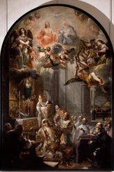 Kolminaisuuden ritarikunnan perustamismessu Kolminaisuuden (tai kaikkein pyhimmän kolminaisuuden) uskonnollisen ritarikunnan perusti Johannes Mathalainen (1154-1213). Juan Carreno de Mirandan (1614-1683) maalaus Sun. 5x3,1 m