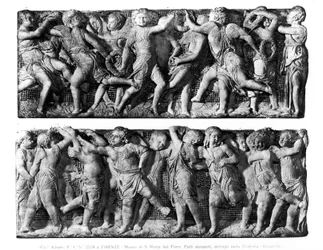 Tanssiva Putti-paneeli, Cantoriasta, Duomon laulugalleriasta (marmori)