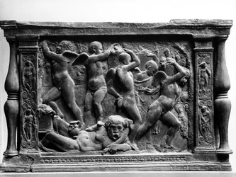 Putti Bacchanal, paneeli "Judith ja Holofernes" Sala dei Giglin pohjalta