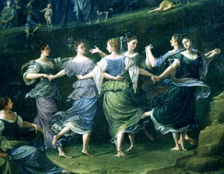 Tanssijat, yksityiskohta Nymfien tanssista, 1724-25