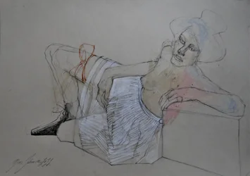 Elegantti makuulla oleva hahmo
