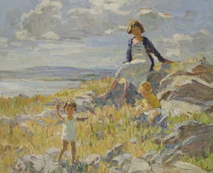 Päivä meren rannalla (öljy paneelille)
