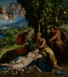 Mytologinen kohtaus, noin 1524 (öljy kankaalle).