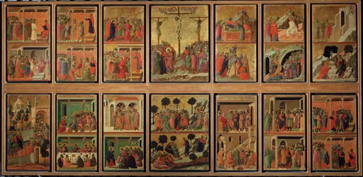 Kristuksen elämä: intohimo. Predella of the Maesta (tempera puulla