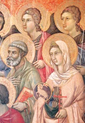 Duccio-alttaritaulu Sienan katedraalissa, Duccio di Buoninsegna (noin 1255 - ennen 1319), tempera puulla, 212x425 cm, yksityiskohta