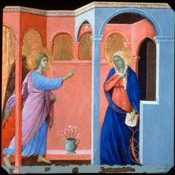 Paneeli Maestàn alttaritaulusta: Ilmoitus, 1311