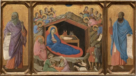 Syntymä profeettojen Jesajan ja Hesekielin kanssa, 1308-1311.