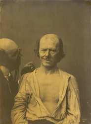 Rento kasvot vasemmalla, Väärä ilo tai nauru oikealla, 1854-1856, painettu 1862.