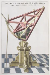Tycho Brahen (1546-1601) tähtitieteellinen sekstantti Joan Blaeun (1596-1673) Amsterdamin kartasta, 1665