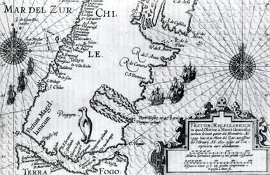 Magellanin salmen kartta, Oliver van Noortsin levy kuvaus matkastaan, 1602