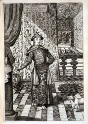 Kiinan keisari ja tataarien korkein hallitsija, Athanasius Kircherin (1601-80) kuvittama "Kiina" 1667 (kaiverrus)