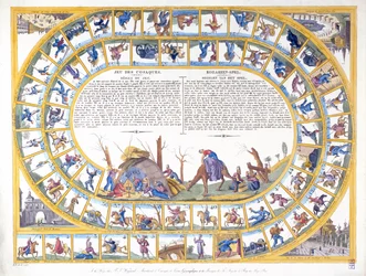Kasakkapeli, jossa on kuvattuna erilaisia venäläisiä sotilaita, n. 1815-1616