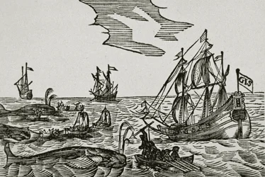 Valaanpyyntialukset Jacob Segersz van der Bruggen teoksesta "Journael"
