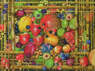 Fruit in Bamboo Box, 1999 (akryyli kankaalle)