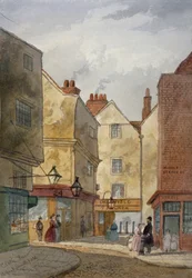 Näkymä Cloth Fairille ja Middle Streetille, West Smithfield, Lontoo, 1867