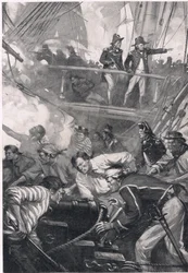 Kuinka he taistelivat vanhoina aikoina, esimerkki julkaisusta "British Battles on Land and Sea", julkaisija Cassell, Lontoo, n. 1910