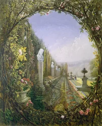 The Trellis Window, Trentham Hall Gardens, "Gardens of England", julkaistu 1857