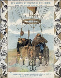 Toimittaja Joseph Eustache Croce Spinelli (1845-1875), laivastoupseeri Henri Theodore Sivel (1834-1875) ja ranskalainen kirjailija ja tiedemies Gaston Tissandier (1843-1899) nähdään ilmapallon Zenith korissa tajuntansa menettämisen vuoksi. happi