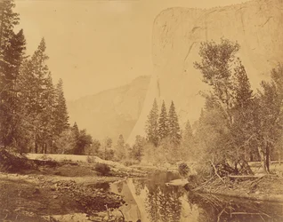 Tutokanula. Yosemiten laakso. (Suuri päällikkö) "El Capitan". 3500 jalkaa korkea.