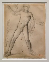 Alexander ja jalat opiskelevat. Noin 1859-1861. Mustaa mustetta ja grafiittia paperilla