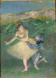 Arlequin et Colombine (öljy puulle)