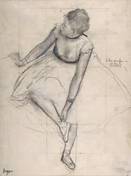 Kenkäänsä korjaava tanssijatar (ballerina). New York City. Metropolitan Museum of Art.