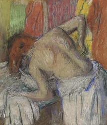 Nainen pyyhkii selkänsä, c. 1895.