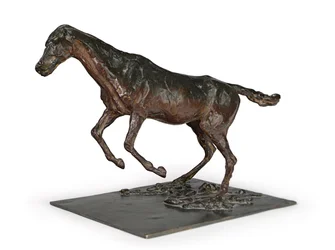 Hevonen esteen poistaminen; Hevonen hyppää esteen yli, n. 1882-1895