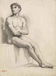 Istuva mies, alastontutkielma, 1858
