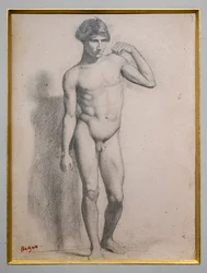 Mies seisomassa. Noin 1856-1858. Grafiittia paperille.