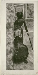 Mary Cassatt maalausgalleriassa Louvressa, 1879-80