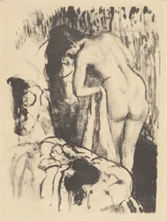 Alaston nainen seisomassa, kuivaamassa itseään (Femme nue debout, a sa toilette), n. 1890