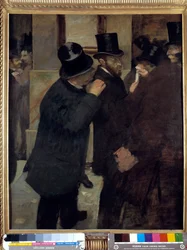 Muotokuvia pörssissä tai "" A la Bourse": rahoittaja ja keräilijä Ernest Mayn (1845-1925) esitys. Edgar Degasin (1834-1917) maalaus. 1878-1879. Mitat: 1,00 x 0,82 m. Pariisi, Musee d