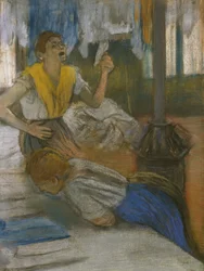 Kirjeen lukeminen (pastelli paperille)