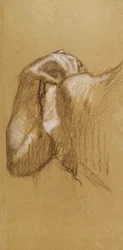 Käsivarren tutkimus, n.1895-90 (ruskeavalkoinen pastelli ruskealle kuultopaperille).
