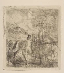 Urheilija istuu hevoselle, 1856.