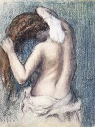 Nainen kuivaamassa itseään, n. 1906