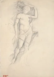 Nainen, osittain verhottu, hieman Kentaurista, alhaalla oikealla, 1800-luvun loppu